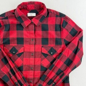 UNTUCKIT Womens Shirt Dylan‎ Flannel Size 10 Red Buffalo Plaid Snaps